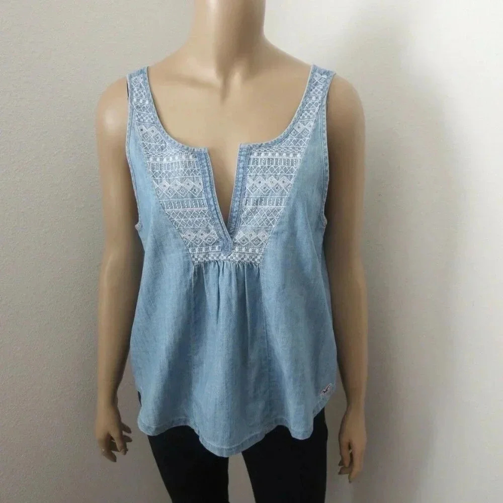 Hollister Size Small V-Neck Chambray Tank